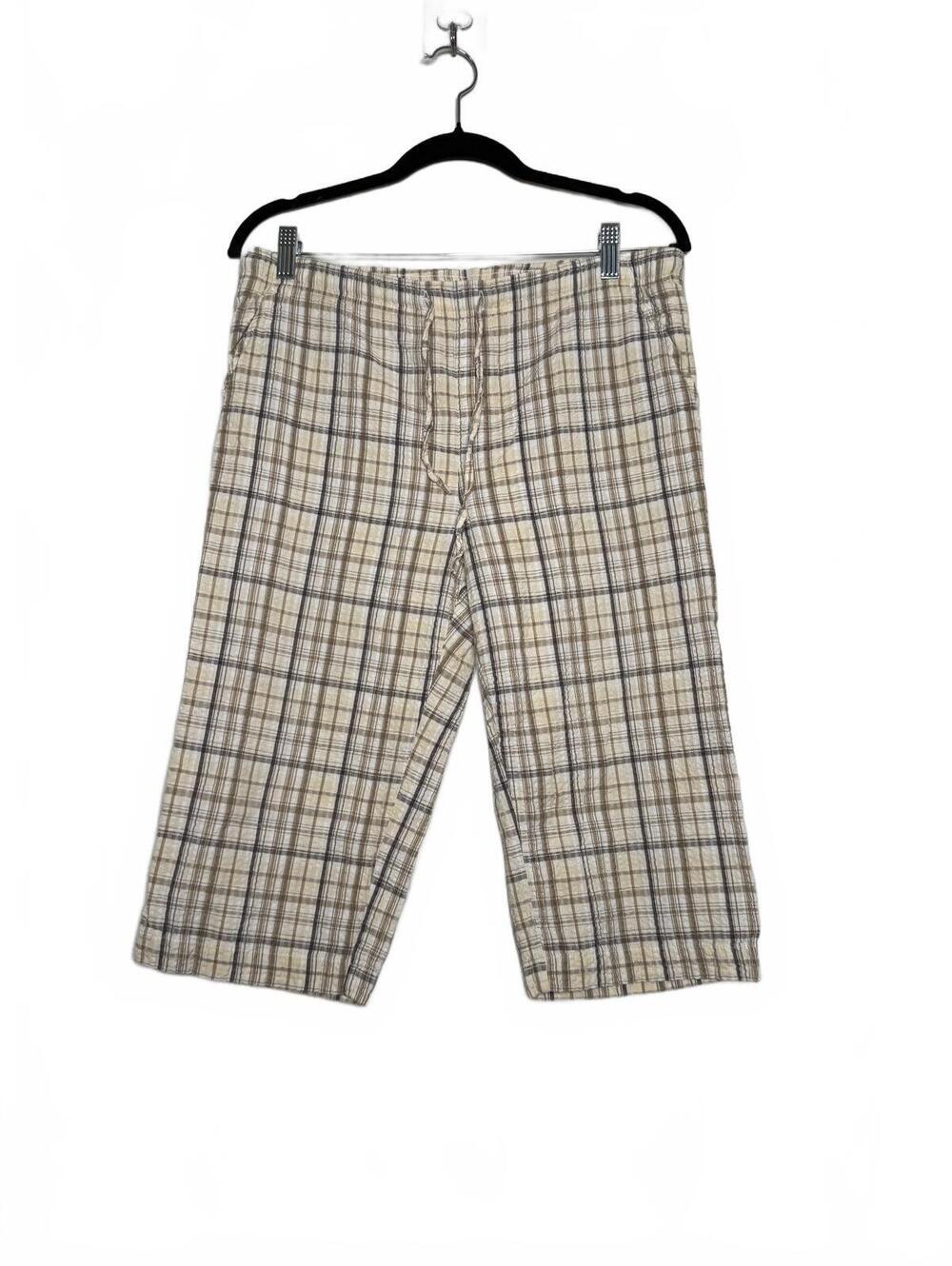 Vintage Y2K Erika Women's Tan Plaid Cropped Pants Relaxed Fit